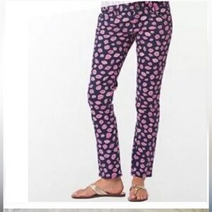 Lilly Pulitzer Worth Skinny Mini Pants in "Bocce Lip Worth" Print Size 6